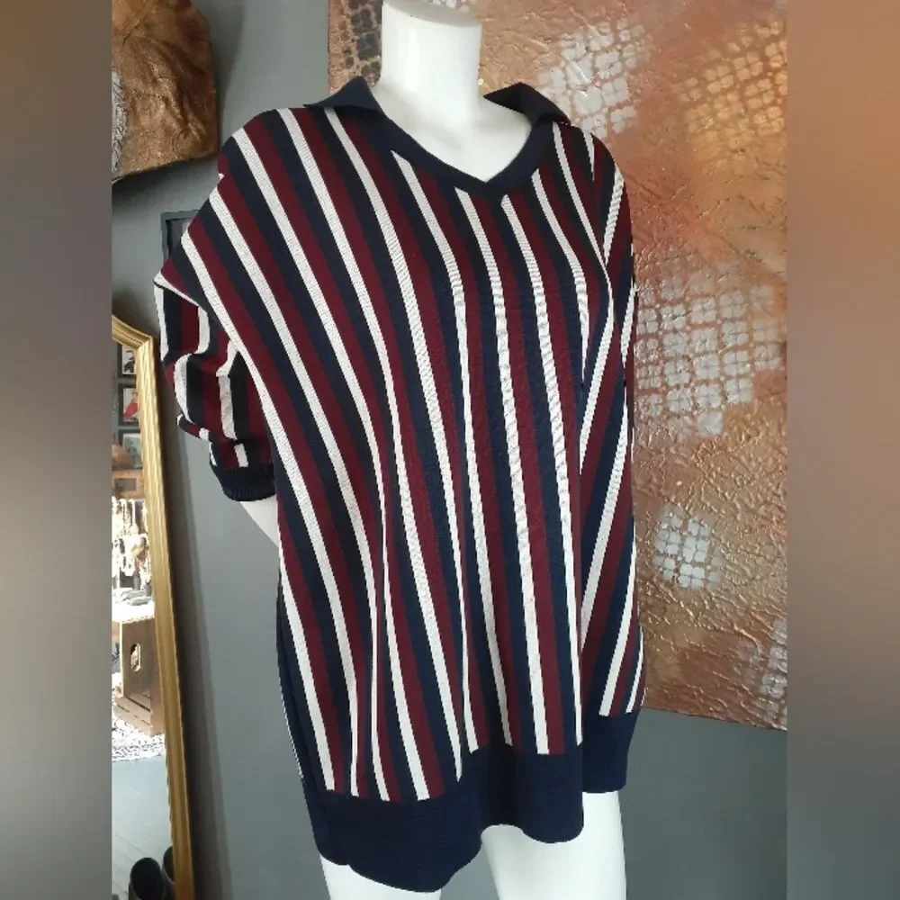 Zara Nwt Striped V-Neck Sweater - Picture 2 of 12